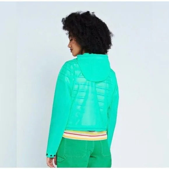 Hunter Boots Original Crop Vinyl Rain Coat Smock Jacket Ocean S M L XL Festival