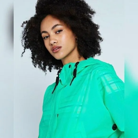 Hunter Boots Original Crop Vinyl Rain Coat Smock Jacket Ocean S M L XL Festival