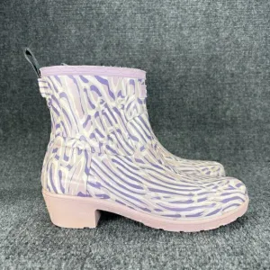Hunter Boots Womens 7 Purple Short Low Rubber Rain Pull On Ankle Booties Shoes