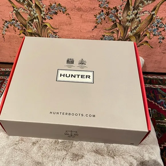 Hunter Dark Slate Original Short Gloss Boots Size 5