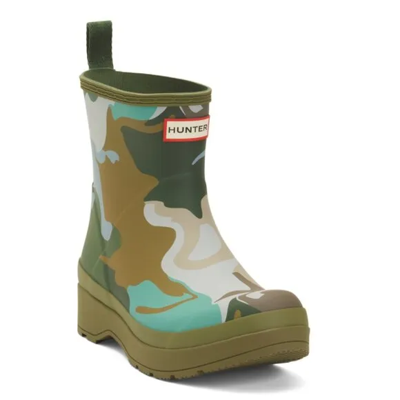 HUNTER Green Multi Men's Play Short Camouflage Rain Boots