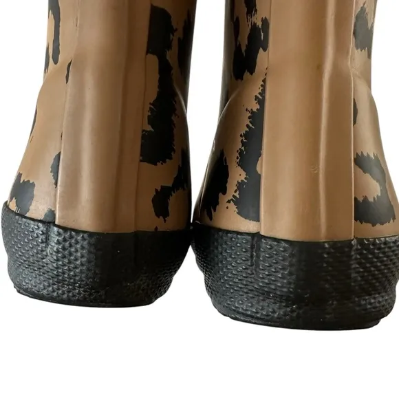Hunter Original Girls US 6 Toddler Leopard Print Rain Boots Wellies Brown