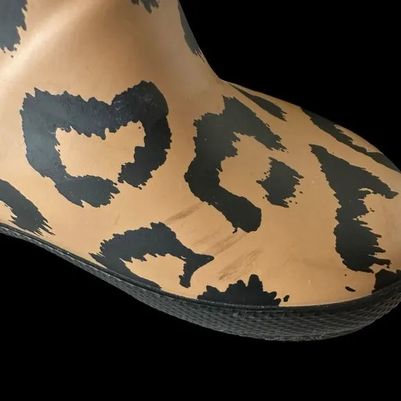 Hunter Original Girls US 6 Toddler Leopard Print Rain Boots Wellies Brown