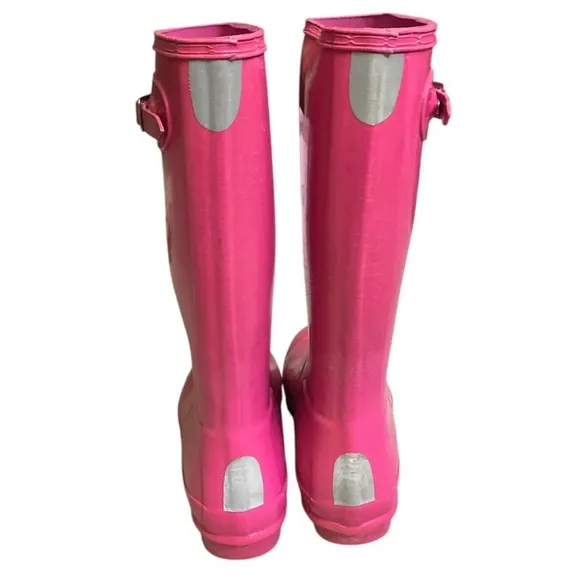 Hunter original kids tall gloss pink rain boots in size 5