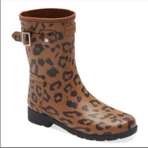 HUNTER Original Leopard Print Rain Boots Short Waterproof Shoes 6M NWT AUTHENTIC