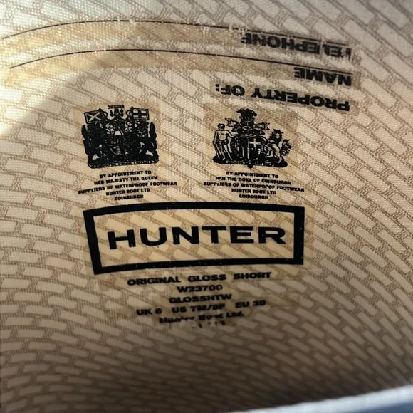 Hunter Original Short Gloss Rain Boots Black 7M/8F W23700