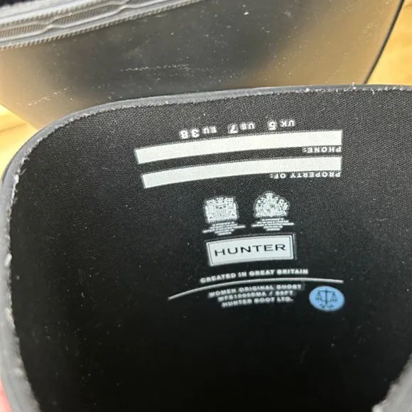 Hunter Original Short Rain Boots wfs1000rma Black Size EU 38 US Womens' 7