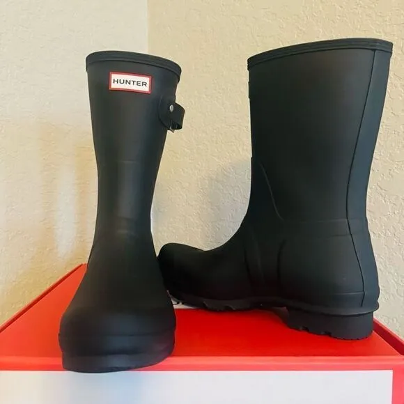 HUNTER Original Short Waterproof Rain Boot, Rubber Black, Size 12, NWT