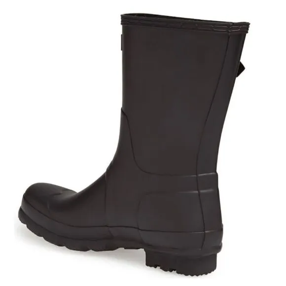 HUNTER Original Short Waterproof Rain Boot, Rubber Black, Size 12, NWT