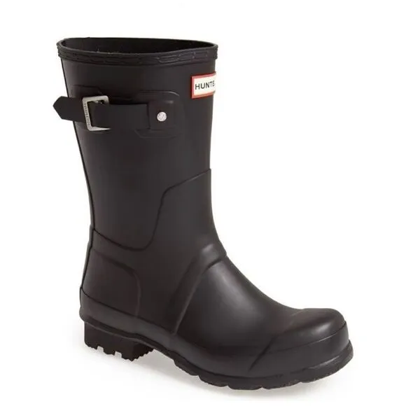 HUNTER Original Short Waterproof Rain Boot, Rubber Black, Size 12, NWT