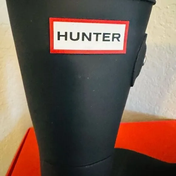 HUNTER Original Short Waterproof Rain Boot, Rubber Black, Size 12, NWT