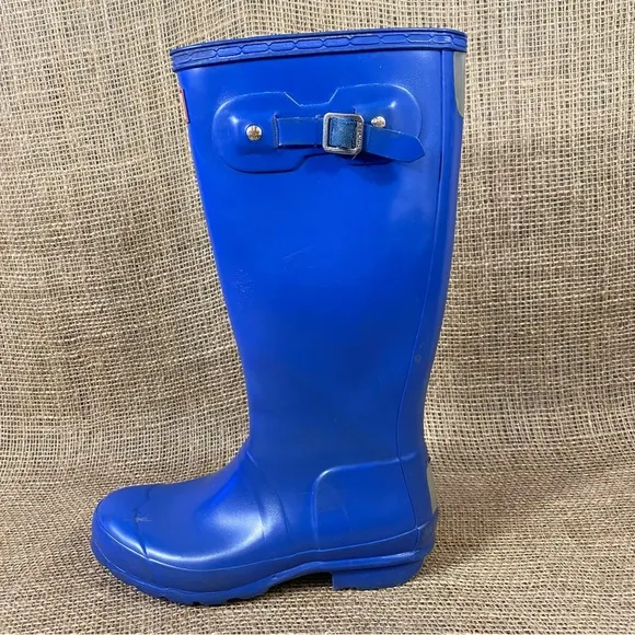 Hunter Rain Boots Original Blue Rubber Tall Pull On Waterproof Size 5