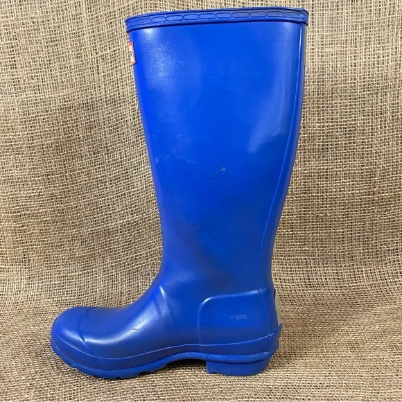 Hunter Rain Boots Original Blue Rubber Tall Pull On Waterproof Size 5