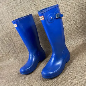 Hunter Rain Boots Original Blue Rubber Tall Pull On Waterproof Size 5