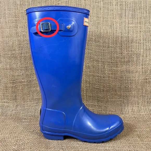 Hunter Rain Boots Original Blue Rubber Tall Pull On Waterproof Size 5