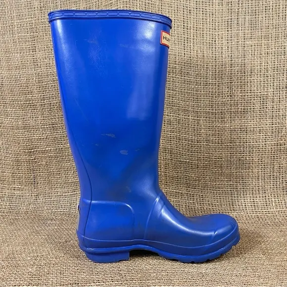 Hunter Rain Boots Original Blue Rubber Tall Pull On Waterproof Size 5
