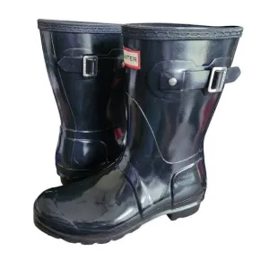Hunter Rain Boots Womens 7 Adjustable Short Ankle Strap Gloss Black Snow Waterpr