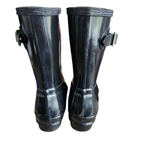 Hunter Rain Boots Womens 7 Adjustable Short Ankle Strap Gloss Black Snow Waterpr