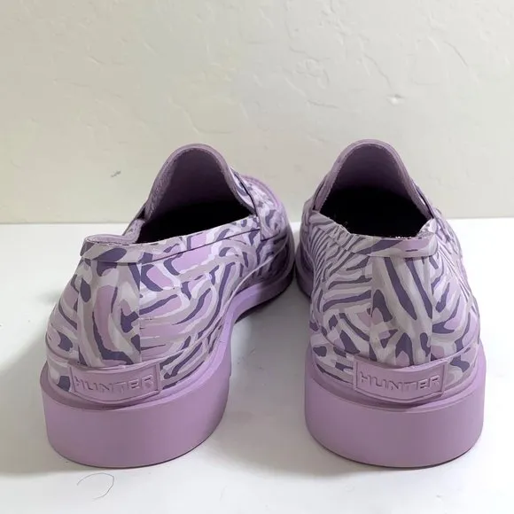 Hunter Refined Coral Print Penny Loafers Flats Purple Dawn Waterproof Size 8 NEW