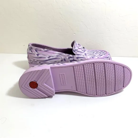 Hunter Refined Coral Print Penny Loafers Flats Purple Dawn Waterproof Size 8 NEW