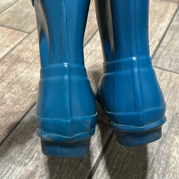 Hunter Unisex‎ Dark Turquoise Original Gloss Short Rain Boots SZ 6