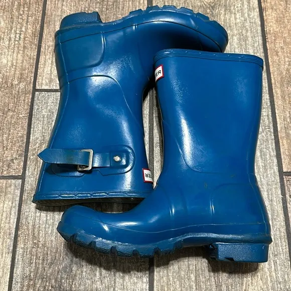 Hunter Unisex‎ Dark Turquoise Original Gloss Short Rain Boots SZ 6
