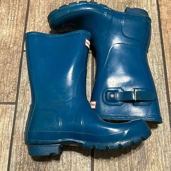 Hunter Unisex‎ Dark Turquoise Original Gloss Short Rain Boots SZ 6