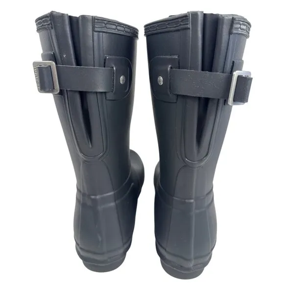 Hunter Women’s Original Back Adjusted Short Black Rubber Rain Boot size 9