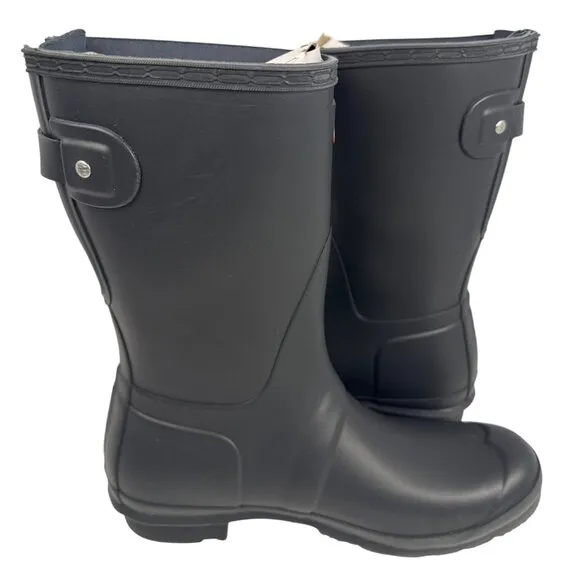 Hunter Women’s Original Back Adjusted Short Black Rubber Rain Boot size 9