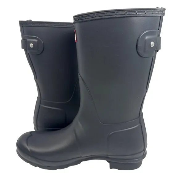 Hunter Women’s Original Back Adjusted Short Black Rubber Rain Boot size 9