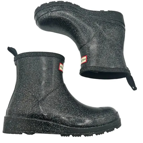 Hunter Women's PLAY™ Starcloud Glitter Short Rain Boots. Sz: 5