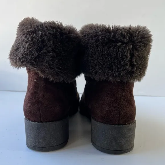 Hush Puppies Montreal 3 Ankle Boots Suede With Faux Fur Trim brown size 8.5m