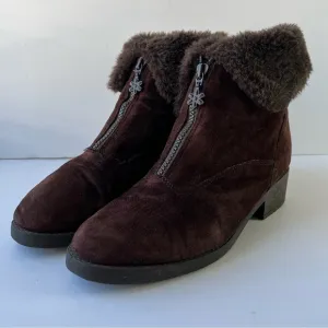 Hush Puppies Montreal 3 Ankle Boots Suede With Faux Fur Trim brown size 8.5m