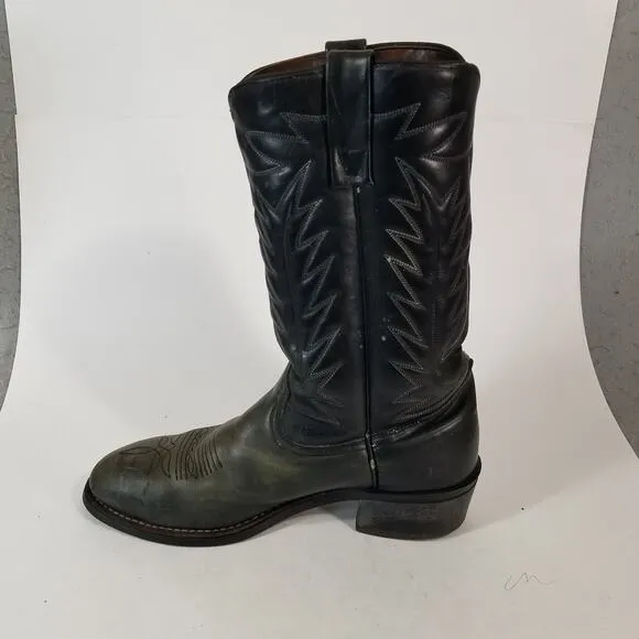 Hy-Test Cowboy Western Boots Mens 9.5 D Black Tufgum Oil Resistant Steel Toe
