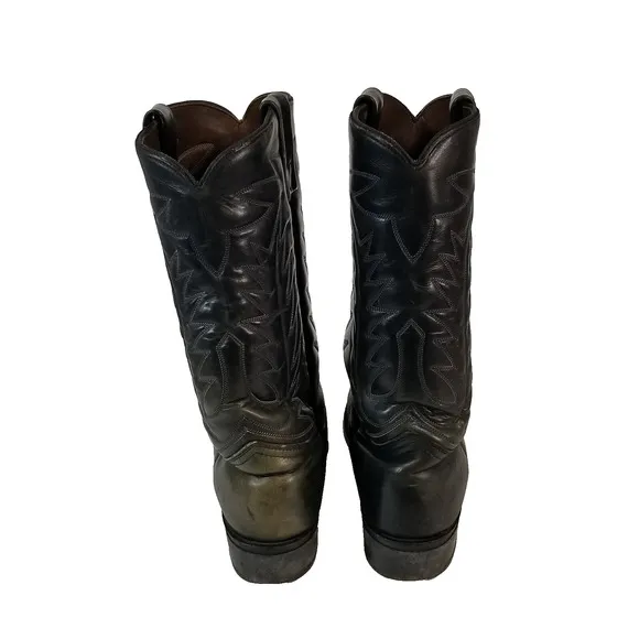 Hy-Test Cowboy Western Boots Mens 9.5 D Black Tufgum Oil Resistant Steel Toe