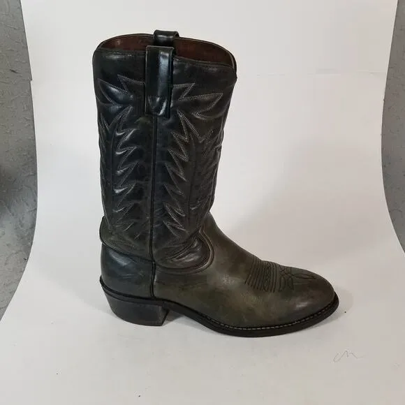 Hy-Test Cowboy Western Boots Mens 9.5 D Black Tufgum Oil Resistant Steel Toe