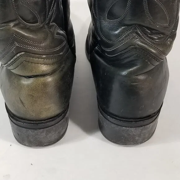 Hy-Test Cowboy Western Boots Mens 9.5 D Black Tufgum Oil Resistant Steel Toe
