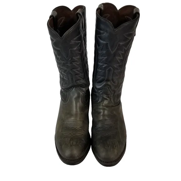 Hy-Test Cowboy Western Boots Mens 9.5 D Black Tufgum Oil Resistant Steel Toe