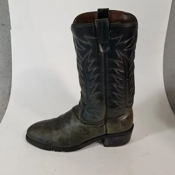 Hy-Test Cowboy Western Boots Mens 9.5 D Black Tufgum Oil Resistant Steel Toe