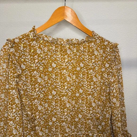 HYACINTH HOUSE Chestnut Floral Long Sleeve Liza Mini Dress Size M
