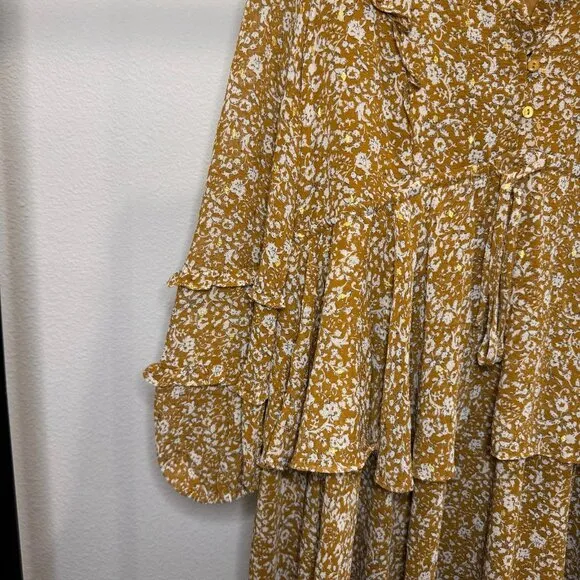 HYACINTH HOUSE Chestnut Floral Long Sleeve Liza Mini Dress Size M