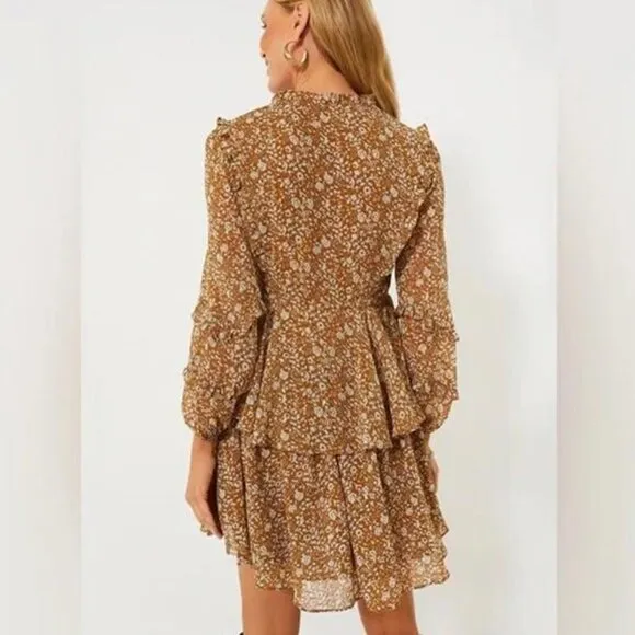 HYACINTH HOUSE Chestnut Floral Long Sleeve Liza Mini Dress Size M
