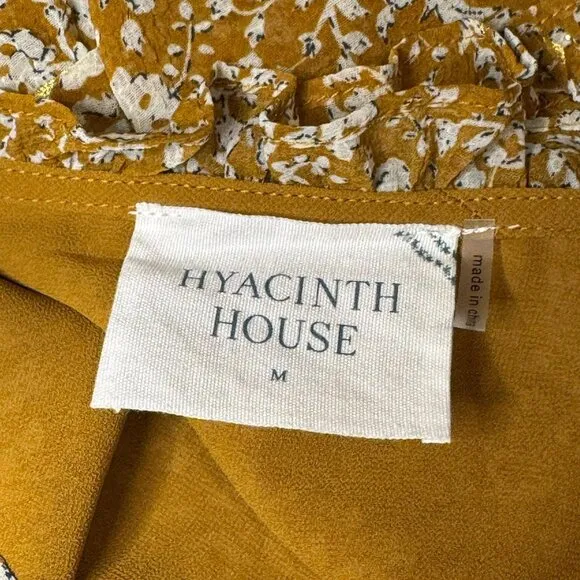 HYACINTH HOUSE Chestnut Floral Long Sleeve Liza Mini Dress Size M
