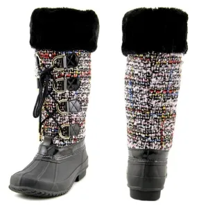 INC Colorful Tweed Fur Rubber Rain Winter Boots size 6