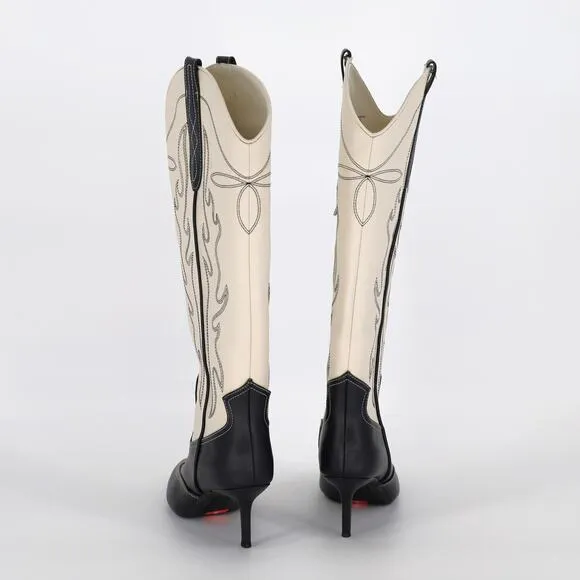 I.N.C. Int Concepts Women Bone White Faux Leather Hayleigh High Boot Size 5.5M