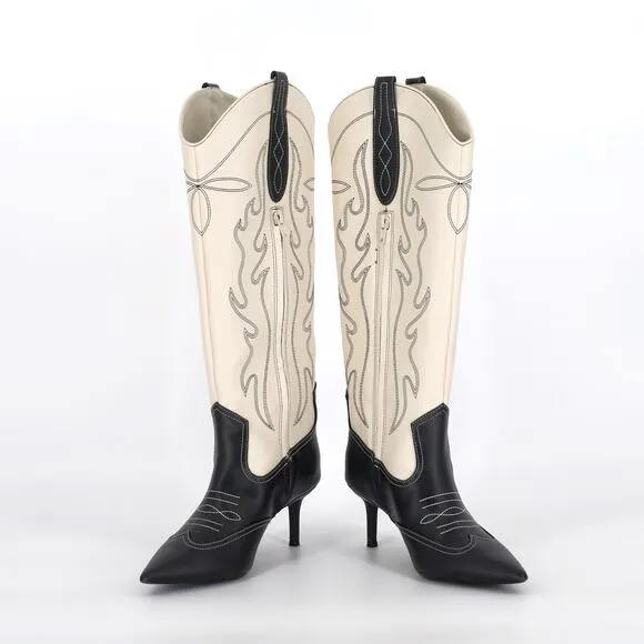 I.N.C. Int Concepts Women Bone White Faux Leather Hayleigh High Boot Size 5.5M