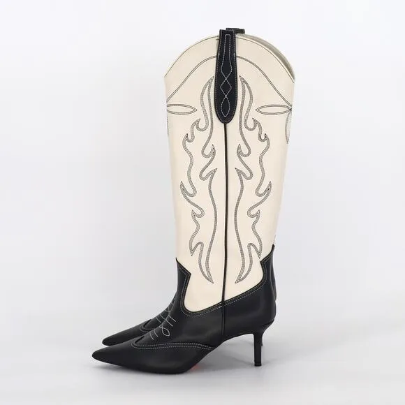 I.N.C. Int Concepts Women Bone White Faux Leather Hayleigh High Boot Size 5.5M