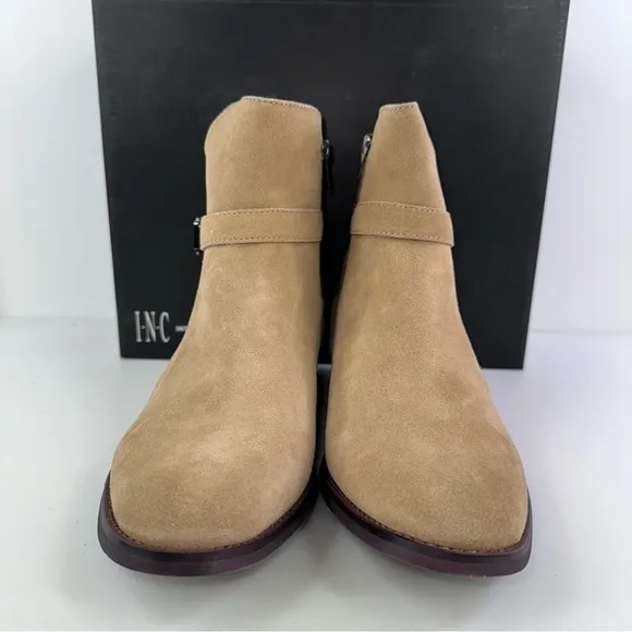 INC International Concepts Men's Dario Suede Buckle Boots Beige New