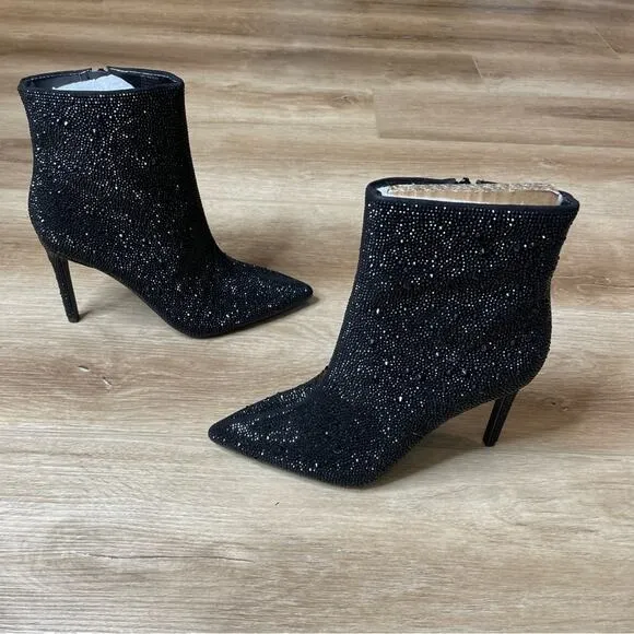 INC International Concepts Women's Black Bling Reisa Dress Stiletto Boots sz 7.5
