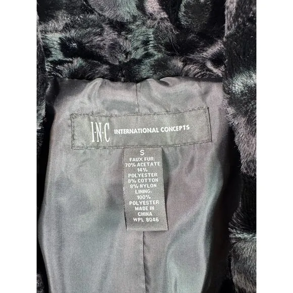 INC International Concepts Women's S Faux Fur Black Vest